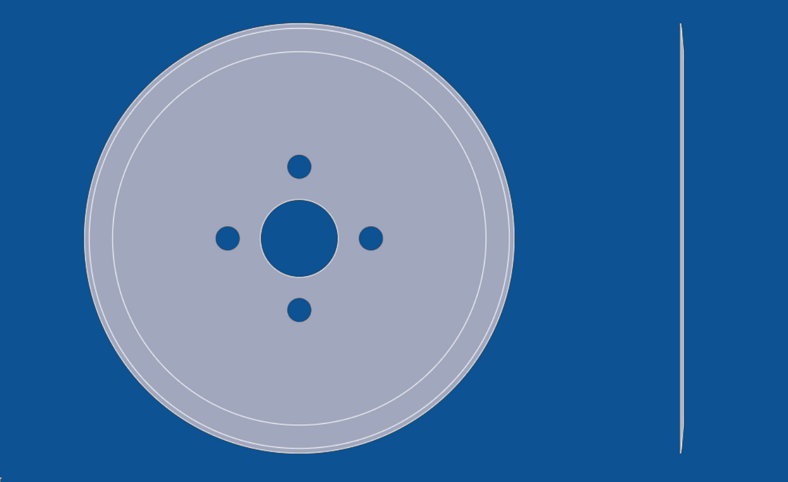 9" diameter, glattkantet sirkelblad, delenummer 90045