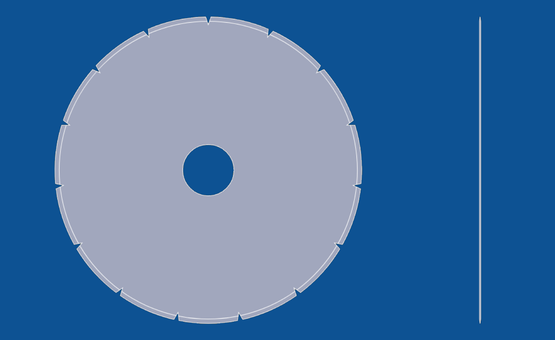 12" diameter, V-formet, sirkelformet tannblad, delenummer 90060