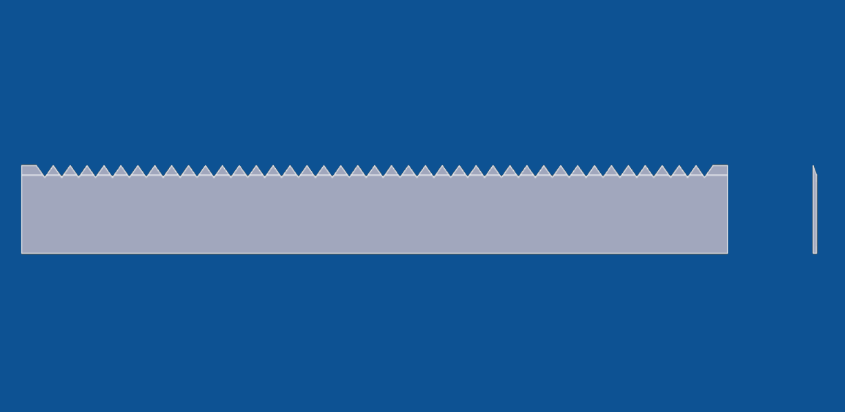 12" lang, V-formet, rett kniv med V-formede tenner, artikkelnummer 91088