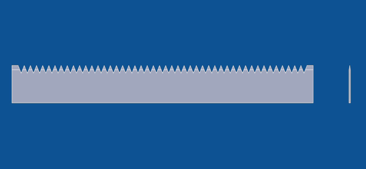 12" lang, V-formet, rett kniv med V-formede tenner, artikkelnummer 91095
